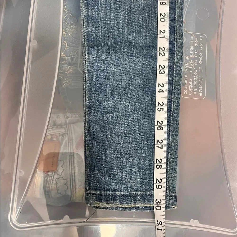 Michael Kors Blue Skinny Denim Jeans Embroidered Aplique Rare Sz 2